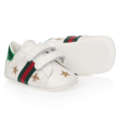 Gucci White Leather Baby Trainers