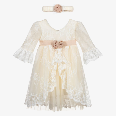 Andreeatex Babies' Girls Ivory Lace Dress Set