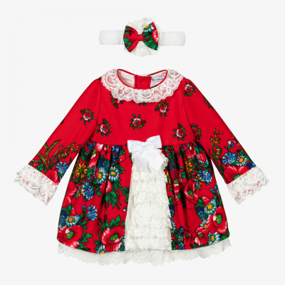 Andreeatex Babies' Girls Red Floral Dress Set