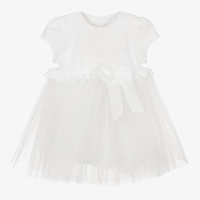 Sofija Babies' Girls Ivory Jersey & Tulle Dress