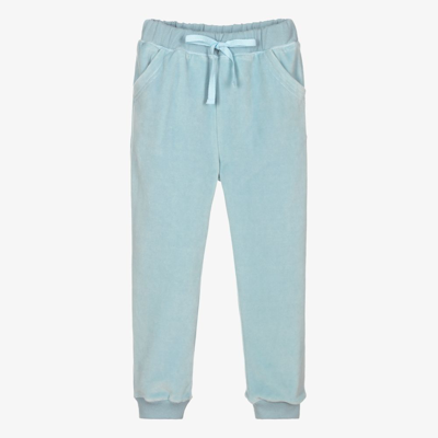 Marie-chantal Kids' Blue Cotton Velour Joggers