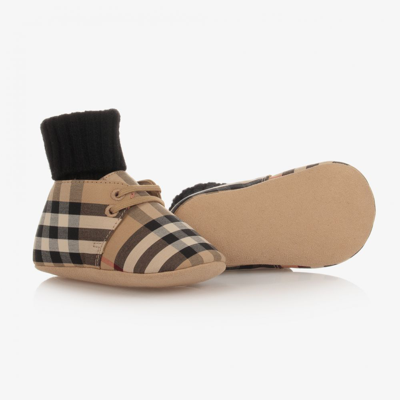 Burberry Babies' Beige Pre-walker Sock Shoes