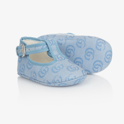 Gucci Babies' Boys Pale Blue Gg Pre-walker Shoes