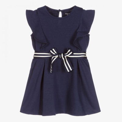 Ralph Lauren Babies' Girls Navy Blue Viscose Dress Set