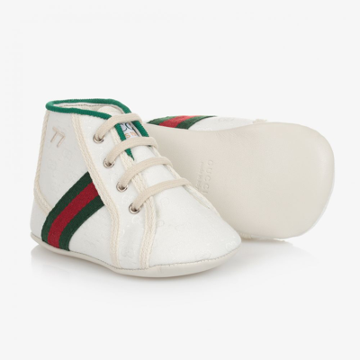 Gucci Babies' New Tennis Logo-print Canvas Trainers 0-1 Year In White/comb