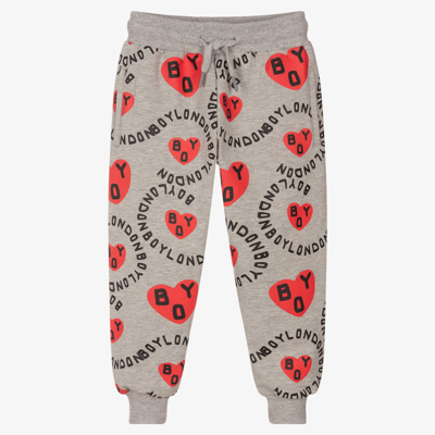 Boy London Kids'  Grey & Red Heart Logo Joggers