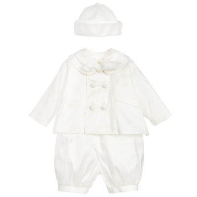 Sarah Louise Ivory Silk 3 Piece Baby Suit
