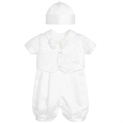 Beau Kid Boys White 3 Piece Babysuit Set