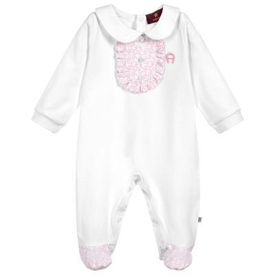 Aigner Girls Pima Cotton Babygrow In White