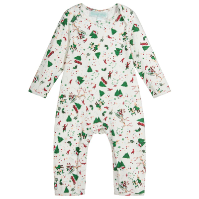 Powell Craft Cotton Christmas Babygrow In Green