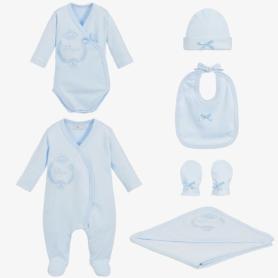 Beau Kid Boys Blue Cotton Babysuit Set