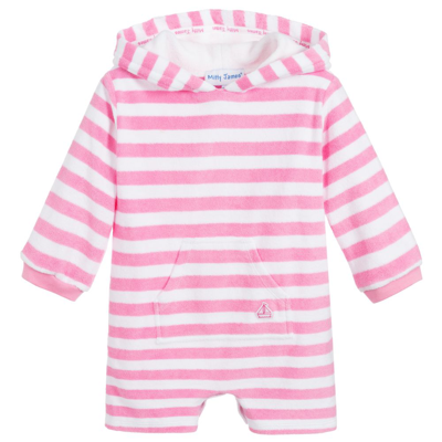 Mitty James Girls Pink Towelling Baby Romper