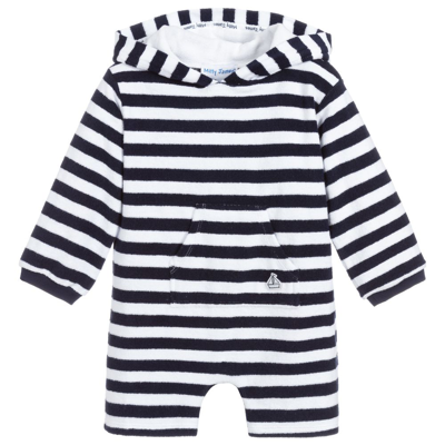 Mitty James Blue Towelling Baby Romper