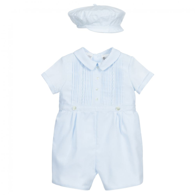 Sarah Louise Boys Blue Babysuit & Hat Set