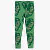Mini Rodini Floral-print Organic Cotton Leggings In Green