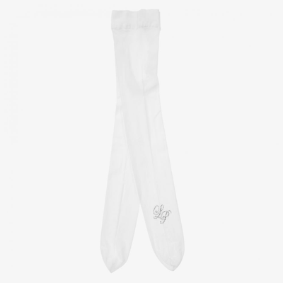 La Perla Teen Girls Ivory Logo Tights