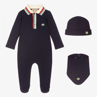 Gucci Boys Blue Cotton Babygrow Set