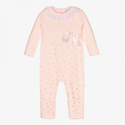 Caramelo Girls Pink Knitted Cotton Babysuit