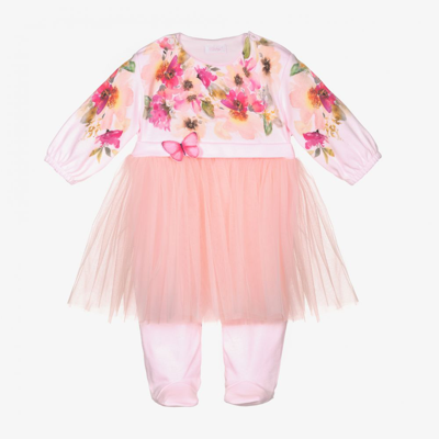 Sofija Girls Pink Floral & Tulle Babygrow