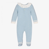 BEATRICE & GEORGE BLUE KNITTED WOOL & CASHMERE BABYGROW
