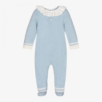 Beatrice & George Blue Knitted Wool Babygrow