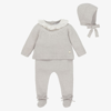 BEATRICE & GEORGE GREY KNITTED WOOL & CASHMERE BABYGROW SET