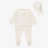 BEATRICE & GEORGE IVORY KNITTED WOOL & CASHMERE BABYGROW SET