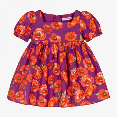 Dolce & Gabbana Babies' Girls Poppy Print Dress Set In Purple