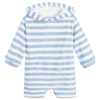 MITTY JAMES PALE BLUE STRIPE TOWELLING BABY BEACH ROMPER