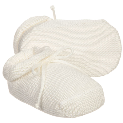 Story Loris Ivory Cotton Knit Baby Booties