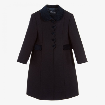 Ancar Babies' Girls Navy Blue Wool Coat