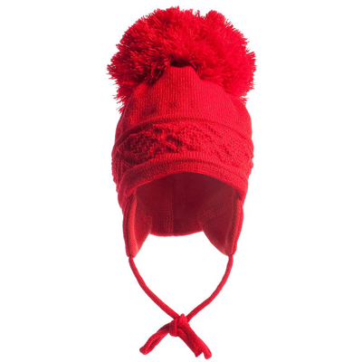 S Tila Of Sweden Red Malva Knitted Giant Pom-pom Beanie