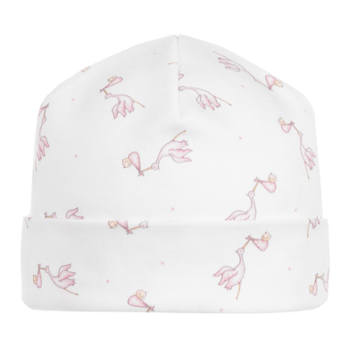 Magnolia Baby Girls Pink Pima Cotton Baby Hat In White
