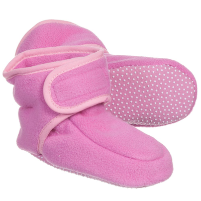 Playshoes Girls Pink Fleece Baby Booties