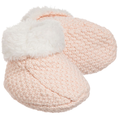 The Little Tailor Girls Pale Pink Knitted Baby Booties