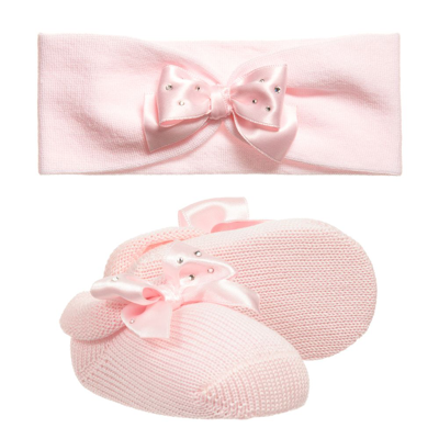 Story Loris Baby Girls Pink Headband & Booties Gift Set