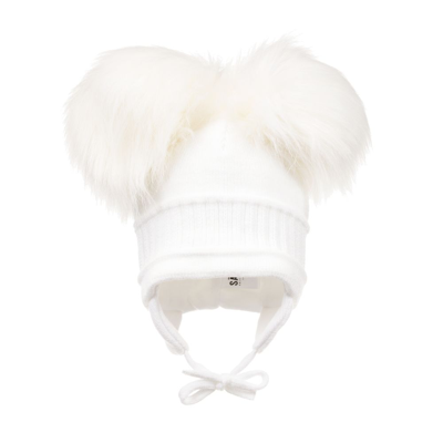 S Tila Of Sweden White Tindra Double Pom-pom Hat