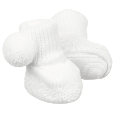 S Tila Of Sweden White Knitted Baby Booties