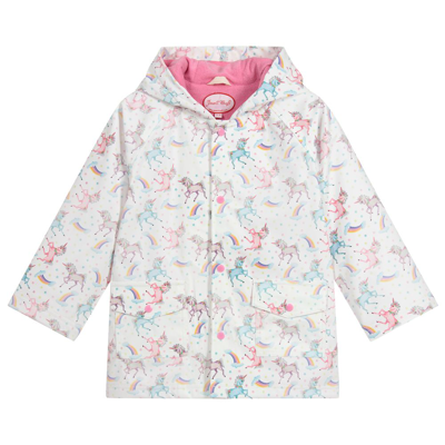 Powell Craft Kids' Girls White Unicorn Print Raincoat