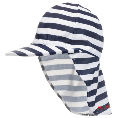 Mitty James Babies' Striped Sun Protective Hat In Blue