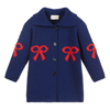 GUCCI GIRLS BLUE & RED WOOL KNITTED COAT