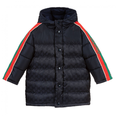 Gucci Babies' Blue Gg Down Padded Coat