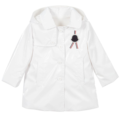 Moncler Babies' Girls White Logo Raincoat