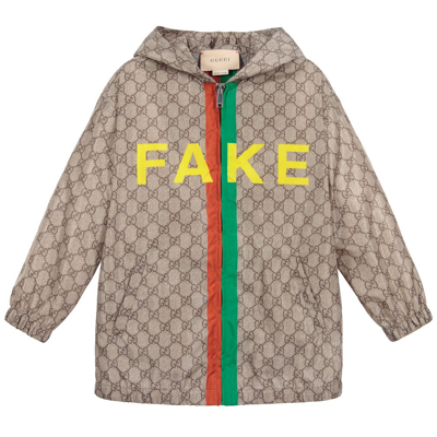 Gucci Babies' Beige Fake/not Gg Nylon Jacket