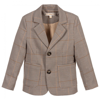 CHILDRENSALON OCCASIONS BOYS BROWN DOGSTOOTH CHECK JACKET