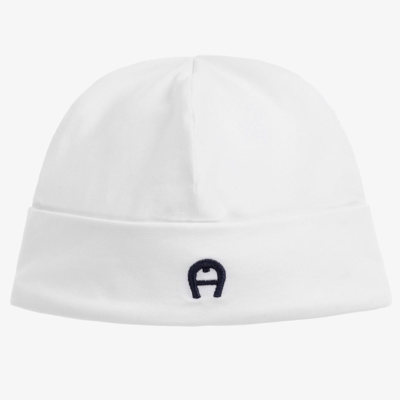 Aigner White Pima Cotton Baby Hat