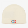 GUCCI GIRLS IVORY COTTON BABY HAT