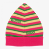 GUCCI PINK & YELLOW STRIPED BABY HAT