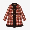 GUCCI GIRLS RED CHECK WOOL COAT