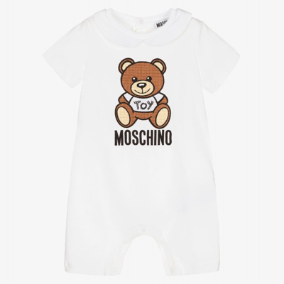 Moschino Baby White Cotton Logo Baby Shortie